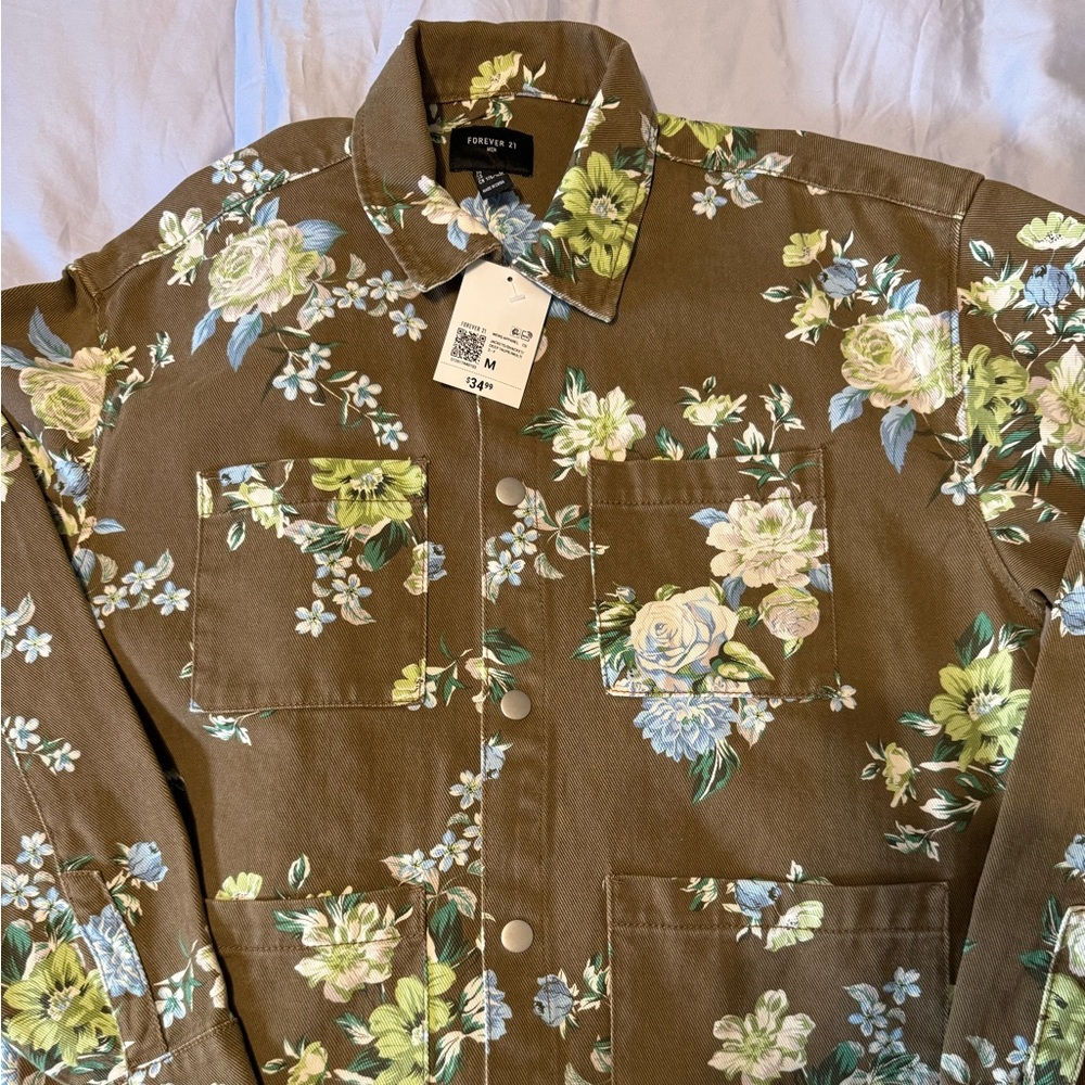 FOREVER 21 FLORAL PRINT UNISEX JACKET, SIZE MEDIUM!!